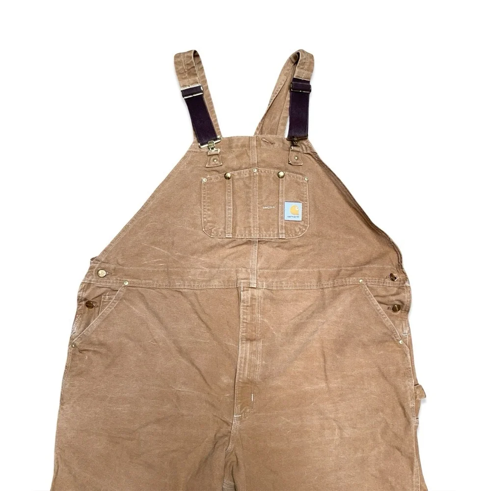 Carhartt Authentic Overalls Men's Size 50x30 Duck Canvas Brown Tan Workwear